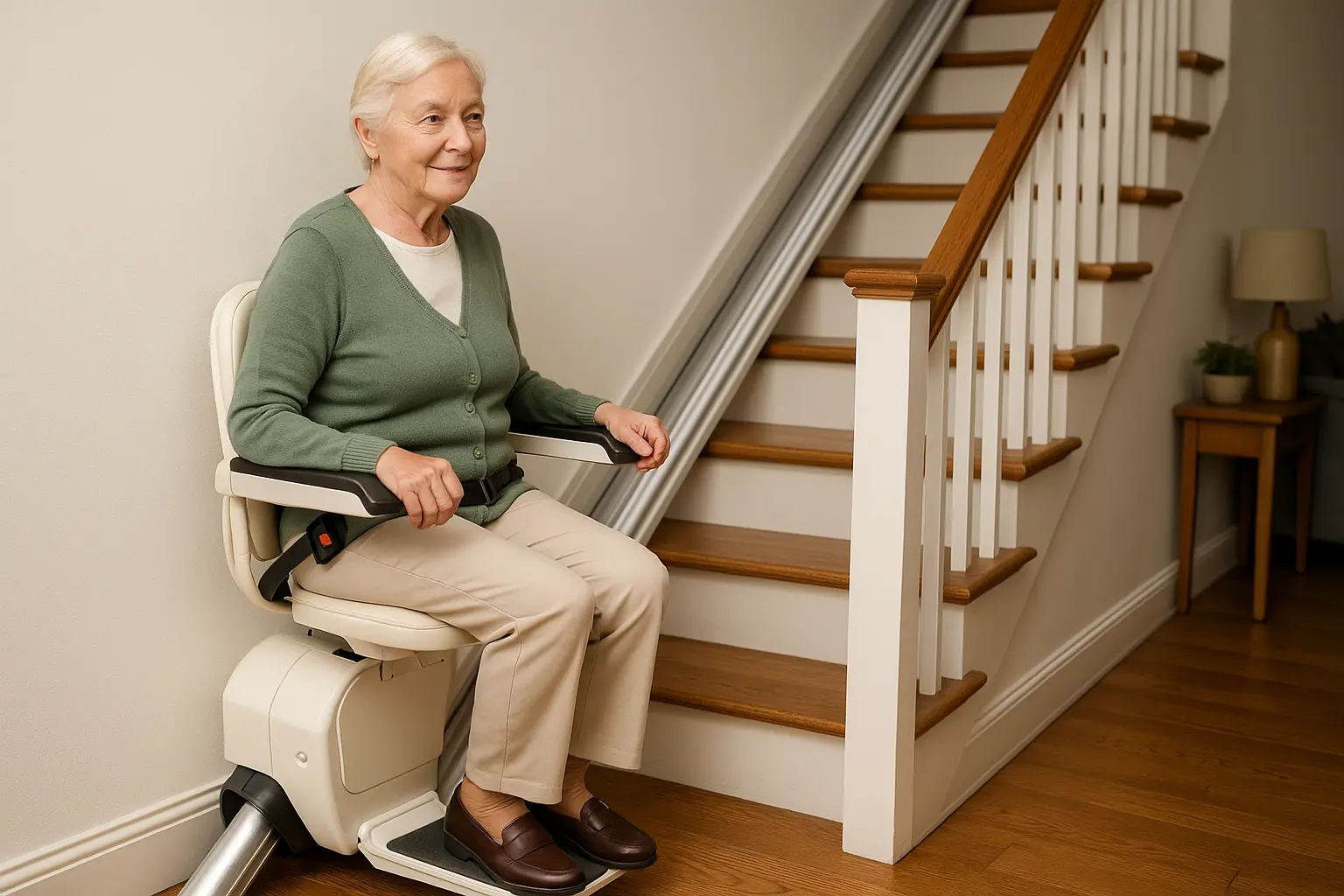 Sitzlift an gerader Treppe